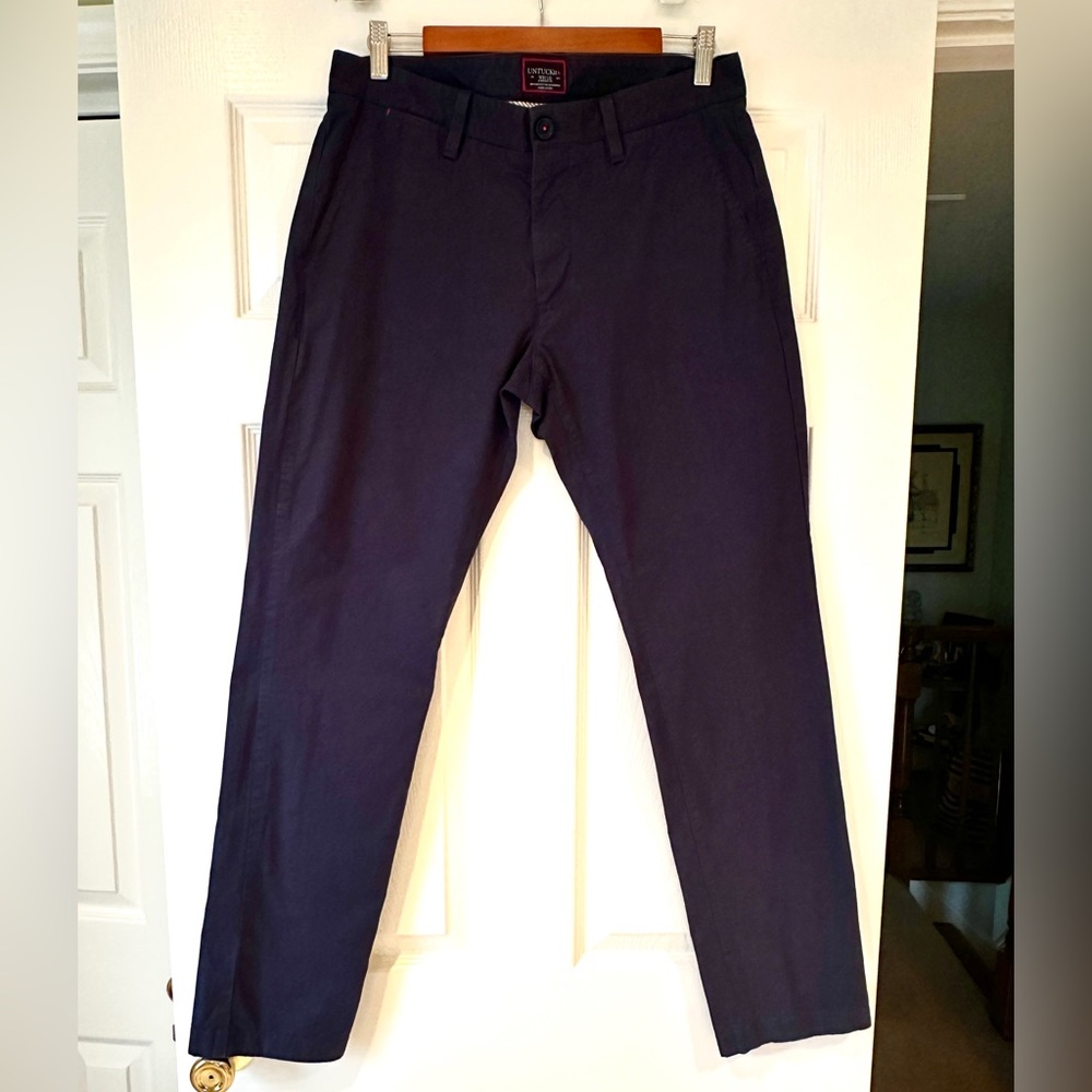 Untuckit navy blue traveler tech straight fit pant
